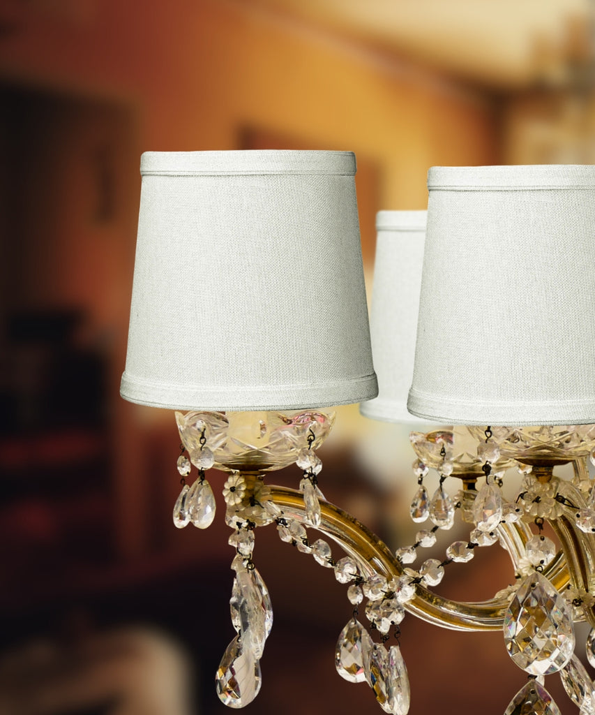 Set of 6 Light Oatmeal Linen Drum Chandelier Clip-On Lampshade 4x5x5