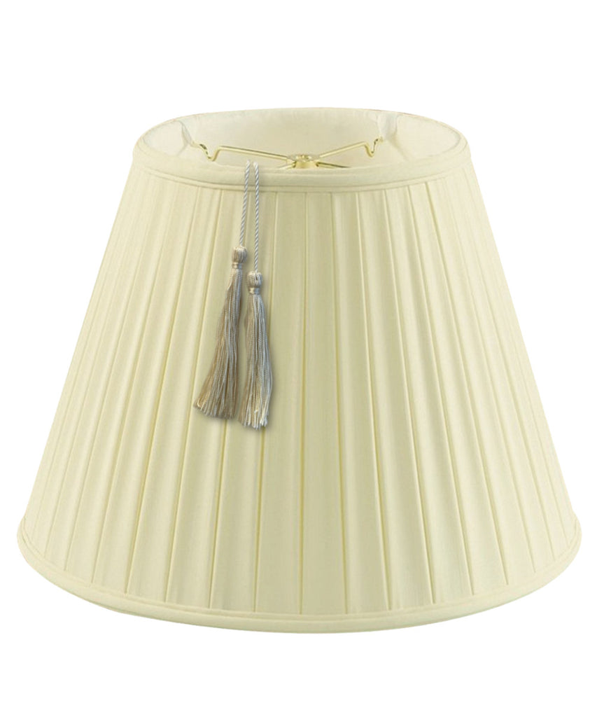 11x18x13.5 Empire BoxPleat Shantung Lamp Shade Tassel Eggshell