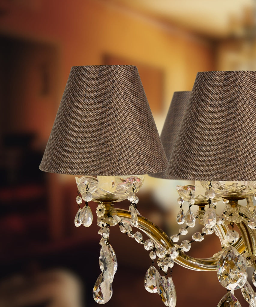 Set of 6 Chocolate Burlap Chandelier Lampshade 3x6x5