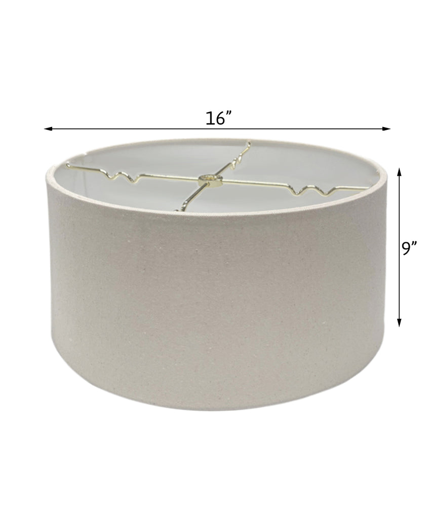 16x16x9 Hardback Shallow Drum Lampshade Light Oatmeal Linen Fabric