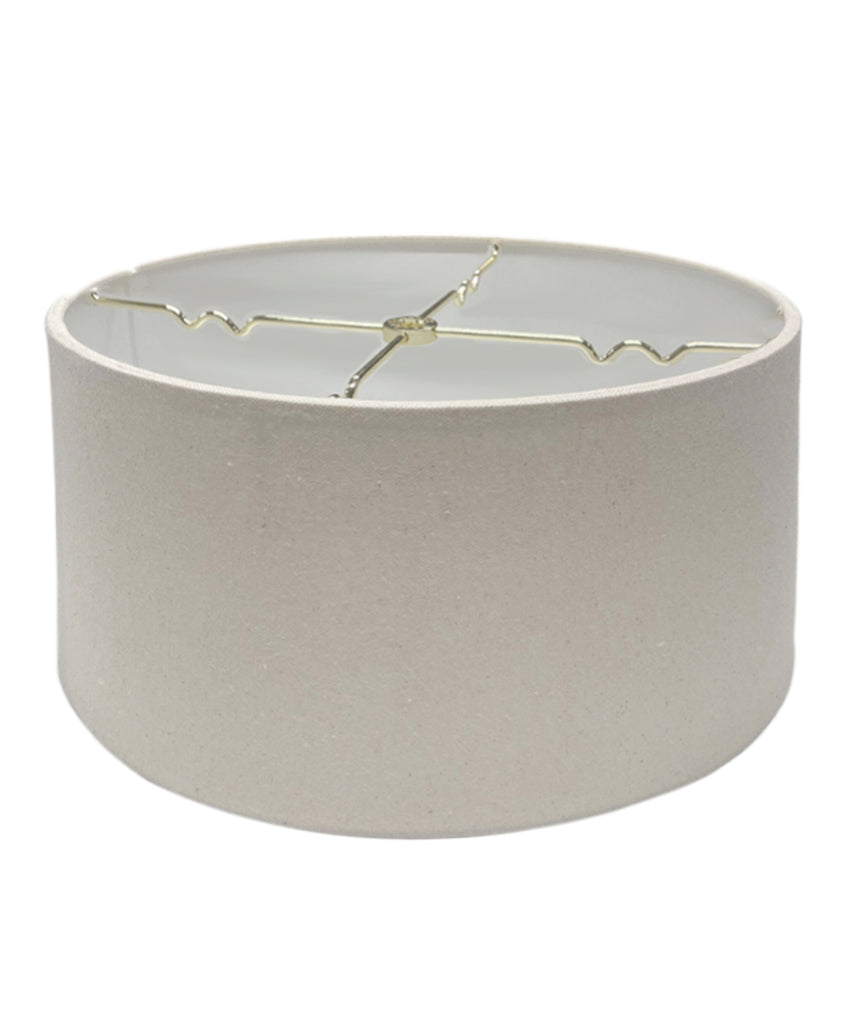 16x16x9 Hardback Shallow Drum Lampshade Light Oatmeal Linen Fabric