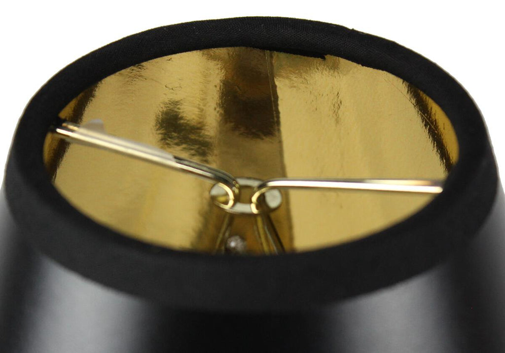 Set of 6 Black Parchment Gold-Lined Chandelier Candle Clip Lamp Shade 3x6x5