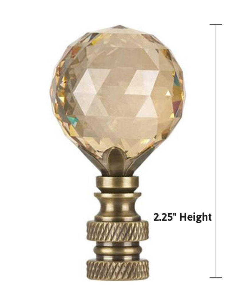 Stephanov Faceted Champagne Crystal Ball Ceiling Fan Pull, 2.25"h with 12" Antiqued Brass Chain