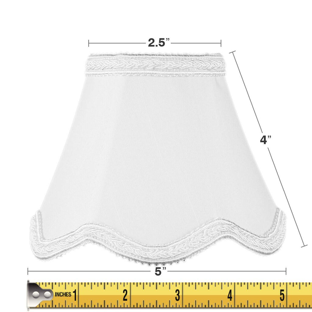 Set of 6 Down White Scallop Stretch Clip-on Candelabra Lampshade 2.5x5x4