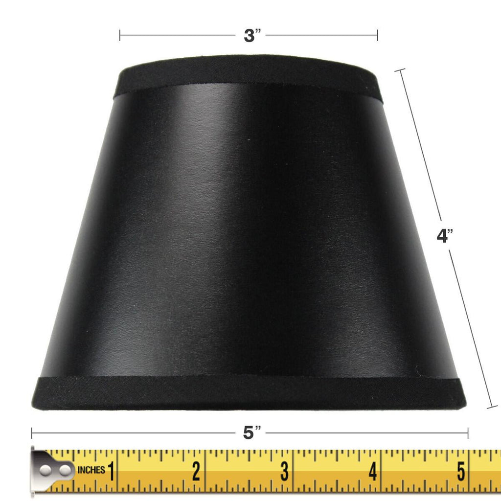 Set of 6 Black Parchment Gold-Lined Chandelier Candle Clip Lamp Shade 3x5x4