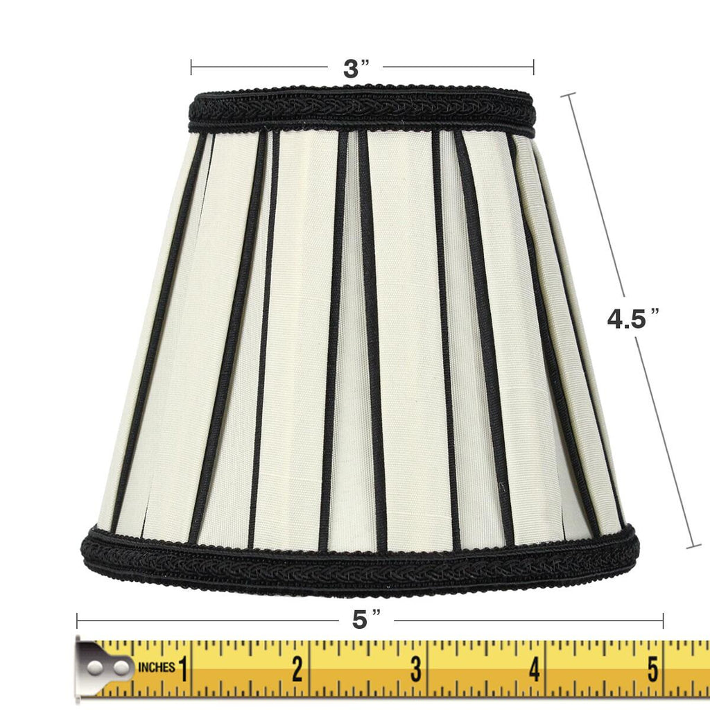 Set of 6 Eggshell with Black Chandelier Clip-On Lampshade 3x5x5