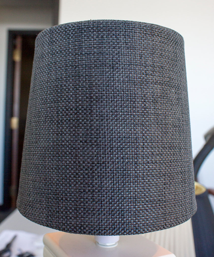 Set of 6 Granite Gray Burlap Drum Clip On Shade 4x5x5