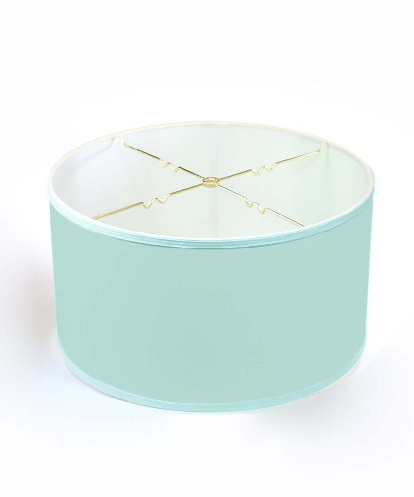 16x16x9 Island Paradise Aqua Linen Hardback Shallow Drum Lampshade