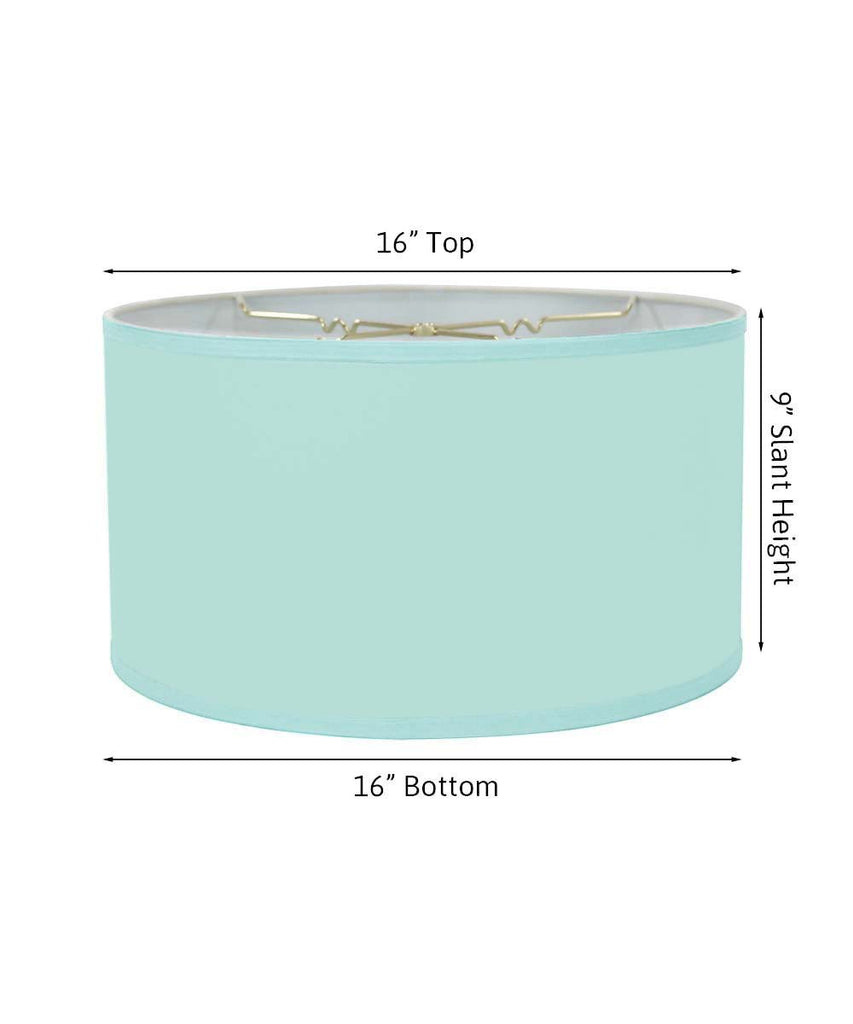 16x16x9 Island Paradise Aqua Linen Hardback Shallow Drum Lampshade