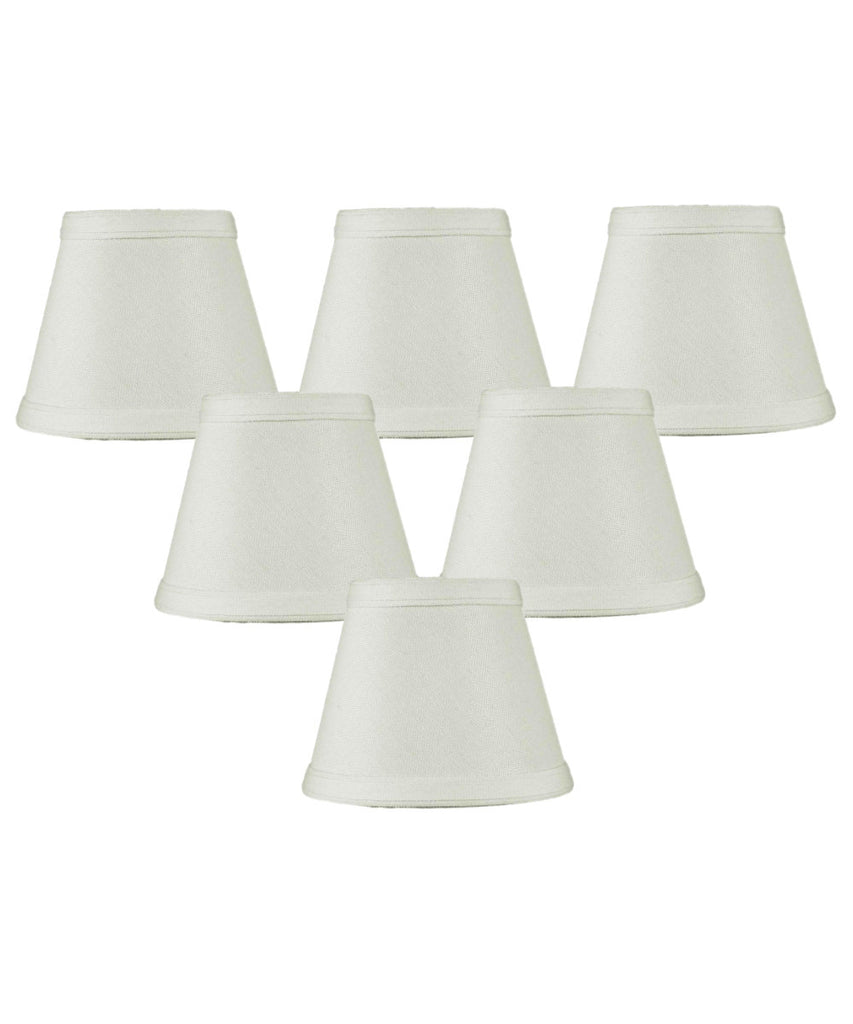 Set of 6 Clip-on Candelabra Lamp Shade Light Oatmeal Fabric 3x5x4