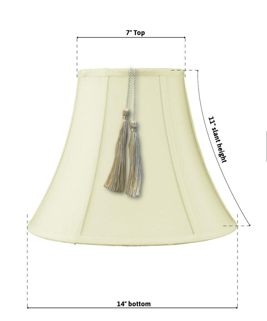 7x14x11 Bell Shantung Lamp Shade Tassel Eggshell