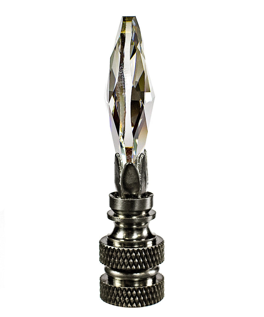 Stephanov Crystal Small Teardrop Ceiling Fan Pull, 2.5"h with 12" Nickel Brass Chain