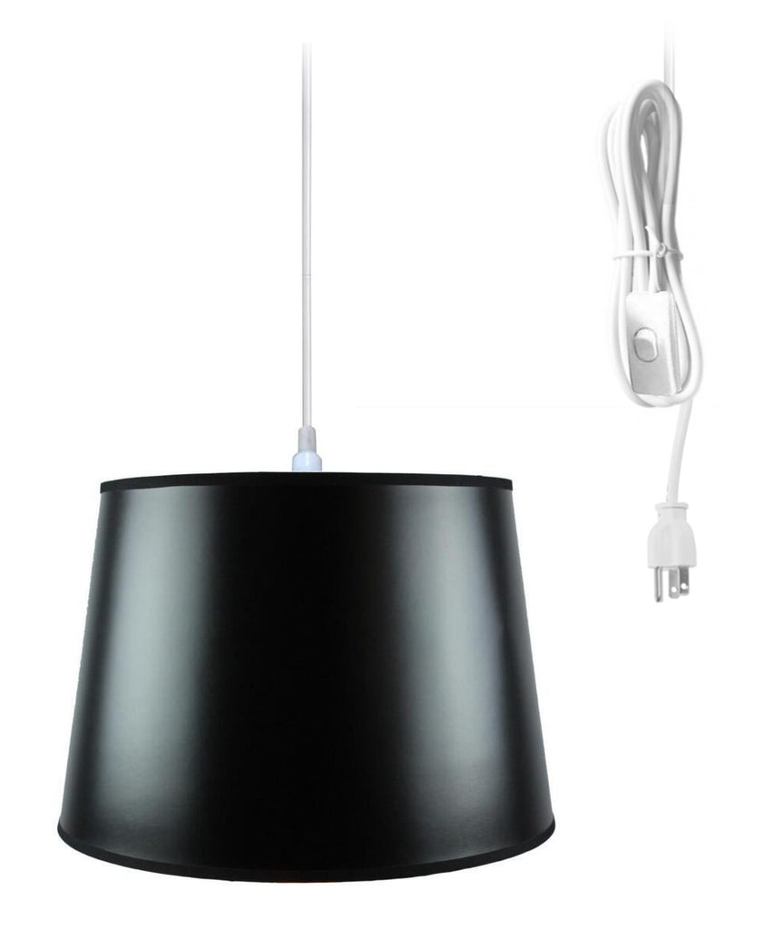 1-Light Plug In Swag Pendant Ceiling Light Black/Gold Shade