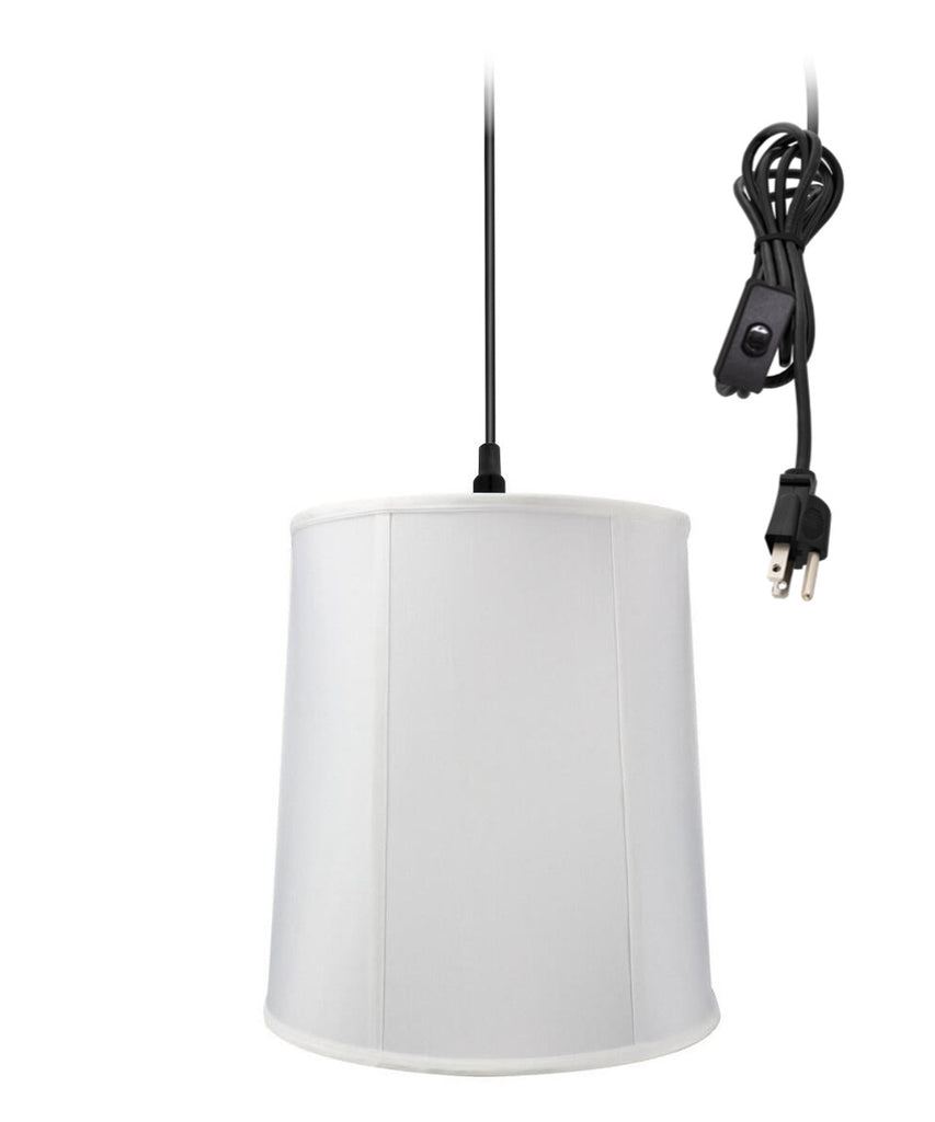 1-Light Plug In Swag Pendant Ceiling Light White Shade