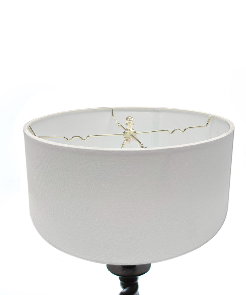 Hardback Shallow Drum Lampshade White Linen Fabric, 14x14x7