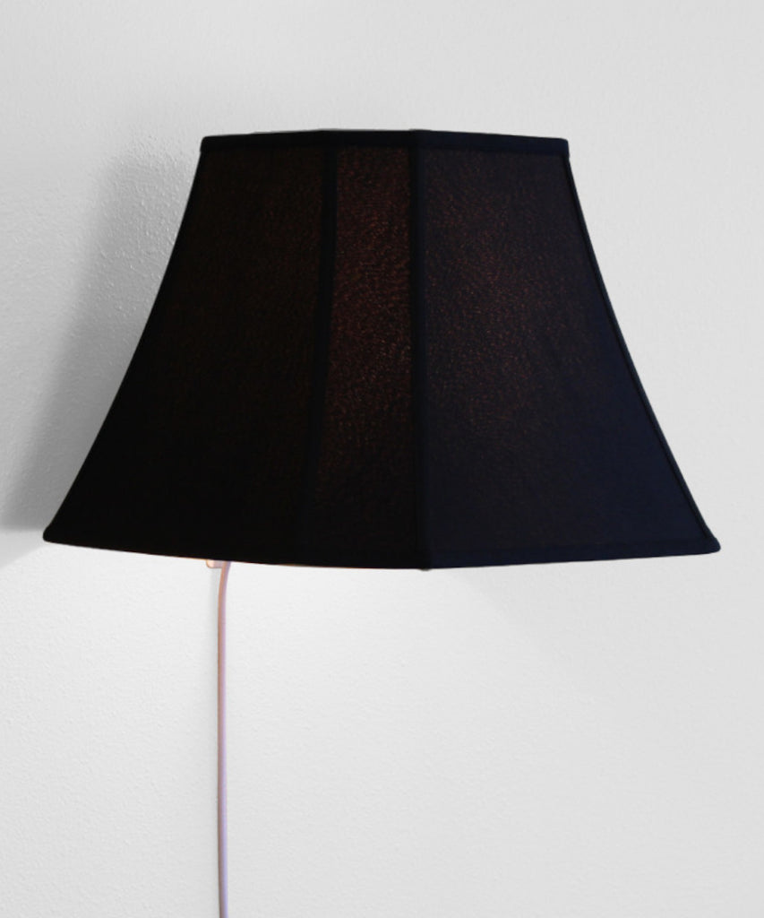 Floating Shade Plug-In Wall Light Black Fabric/Gold Liner 9x16x12