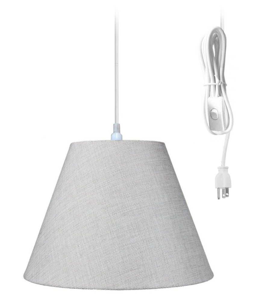 Swag Pendant Plug-In One Light Khaki Burlap Shade