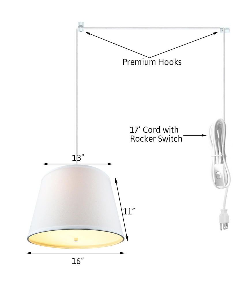 White  2 Light Swag Plug-In Pendant with Diffuser