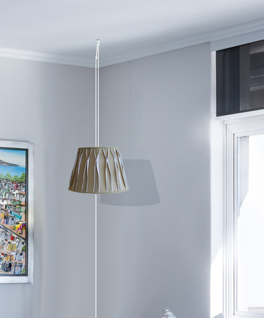 1-Light Plug In Swag Pendant Lamp Biege/Off-White Shade