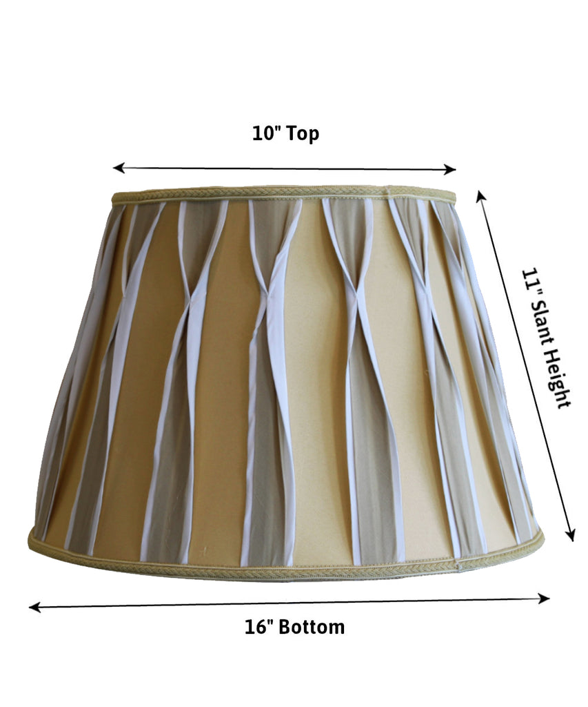 10x16x11 Beige/White Pinched Pleat Shantung Lampshade