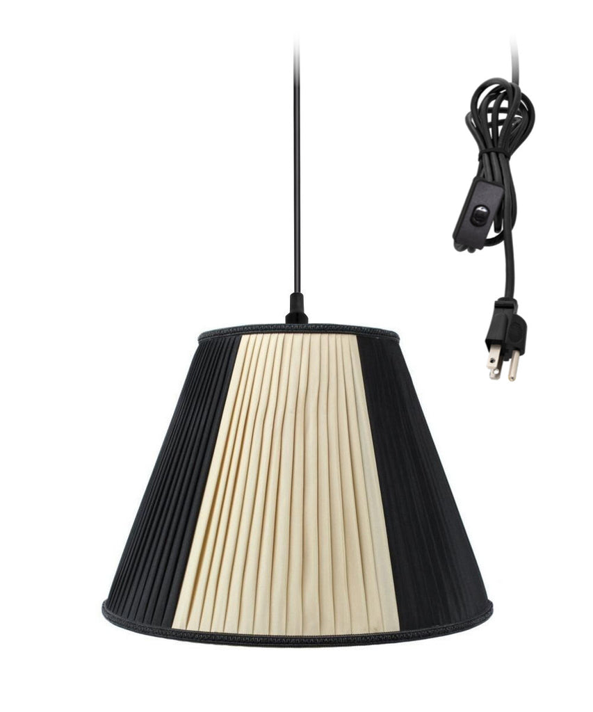 Hanging Swag Pendant Plug-In One Light Beige/Black Shade