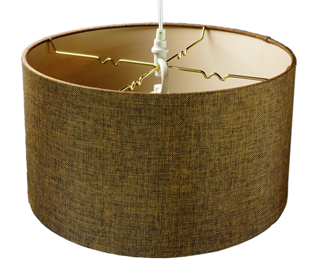 1-Light Plug In Swag Pendant Ceiling Light Chocolate Burlap Shade