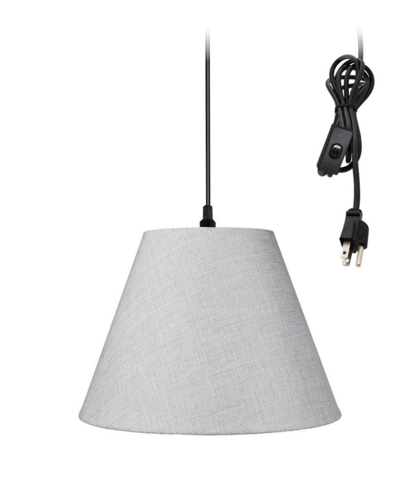 Swag Pendant Plug-In One Light Khaki Burlap Shade