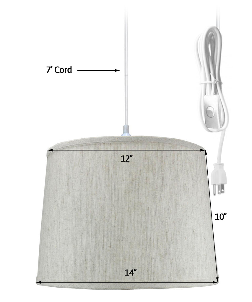 Textured Oatmeal 1 Light Swag Plug-In Pendant Hanging Lamp 12x14x10