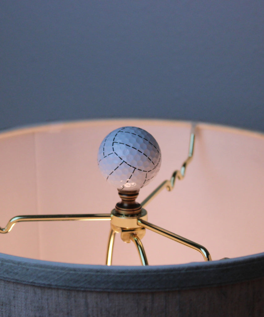 Volleyball Lamp Finial, White with Black Stripes, 2.25"h