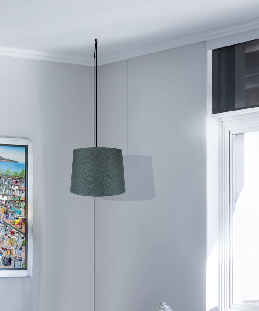 14"w 1-Light Plug-In Swag Pendant Lamp Granite Gray