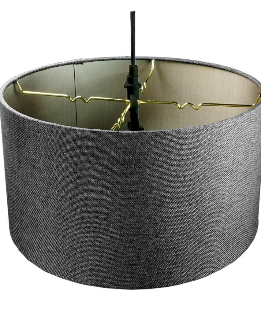 2 Light Swag Plug-In Pendant 14"w Granite Gray with Diffuser, Black Cord