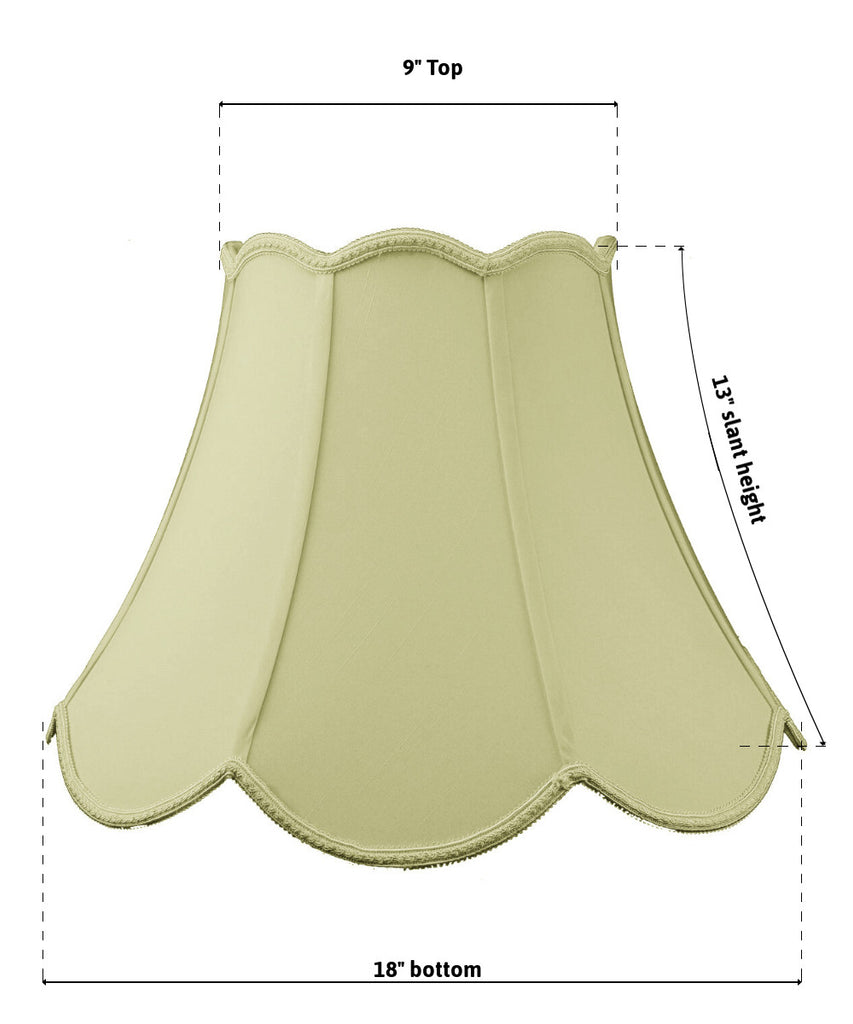 9x18x13 SLIP UNO FITTER Scalloped Bell Lamp Shade Eggshell