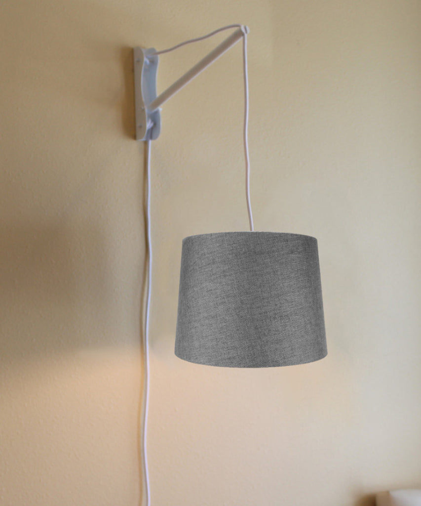 MAST Plug-In Wall Mount Pendant, 1 Light White Cord/Arm, Granite Gray Shade 12x14x10