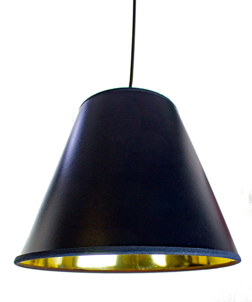 1-Light Plug In Swag Pendant Lamp Black/Gold Shade