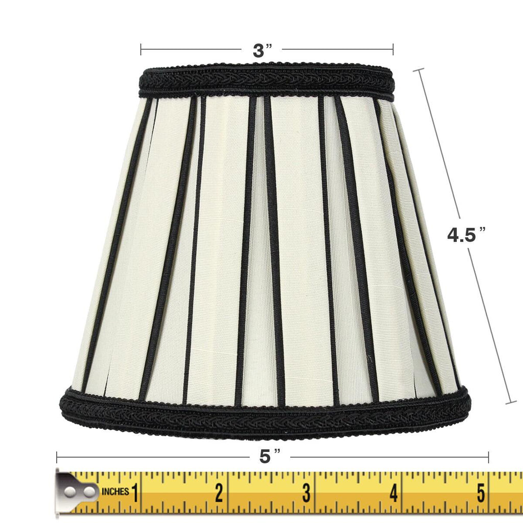 3x5x5 Eggshell with Black Chandelier Clip-On Lampshade