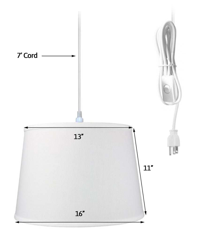 1-Light Plug In Swag Pendant Ceiling Light White Shade