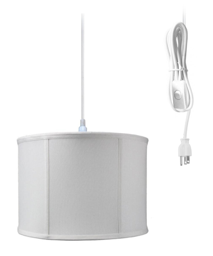 1-Light Plug In Swag Pendant Ceiling Light Light Oatmeal Shade