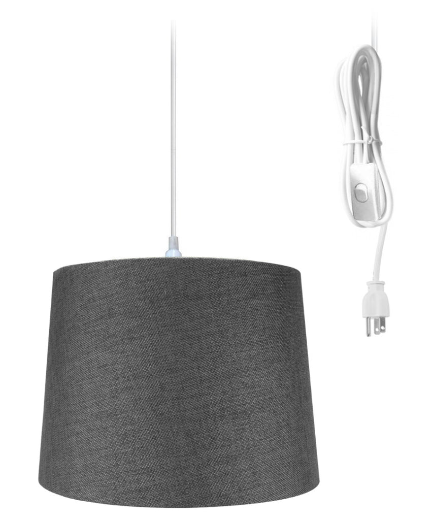 14"w 1-Light Plug-In Swag Pendant Lamp Granite Gray