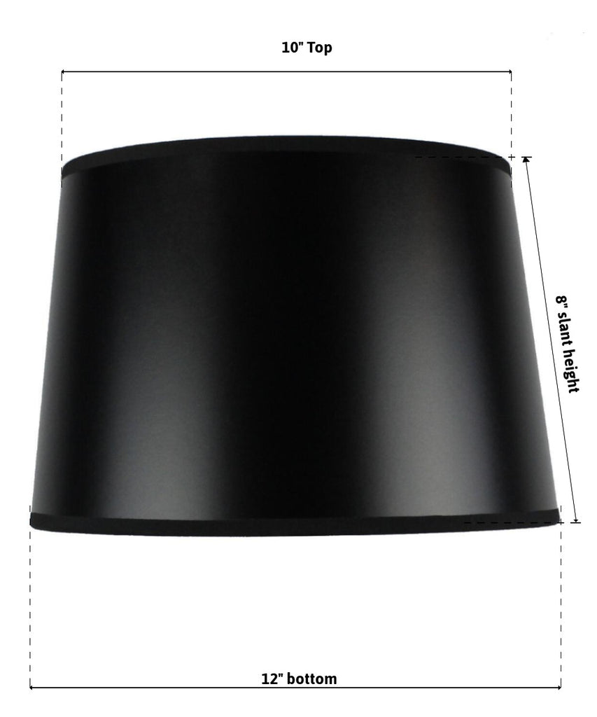 10x12x08 SLIP UNO FITTER Hardback Shallow Drum Lamp Shade Black