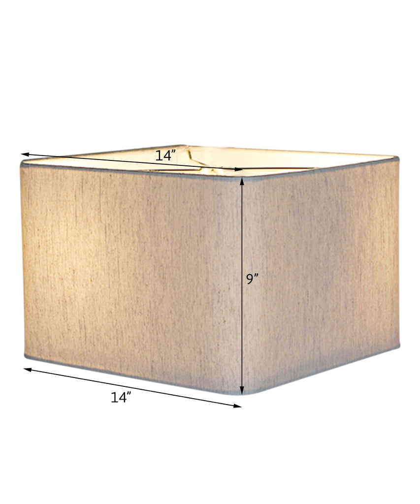 14x14x9 Rounded Corner Premiere Hardback Shallow Square Drum Lampshade Textured Oatmeal