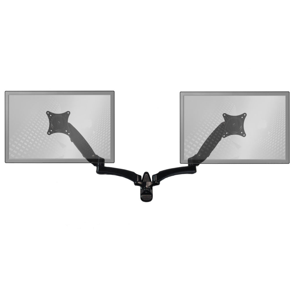 Sit-Stand Wall Mount Monitor Arm: Extended Dual Screen Black