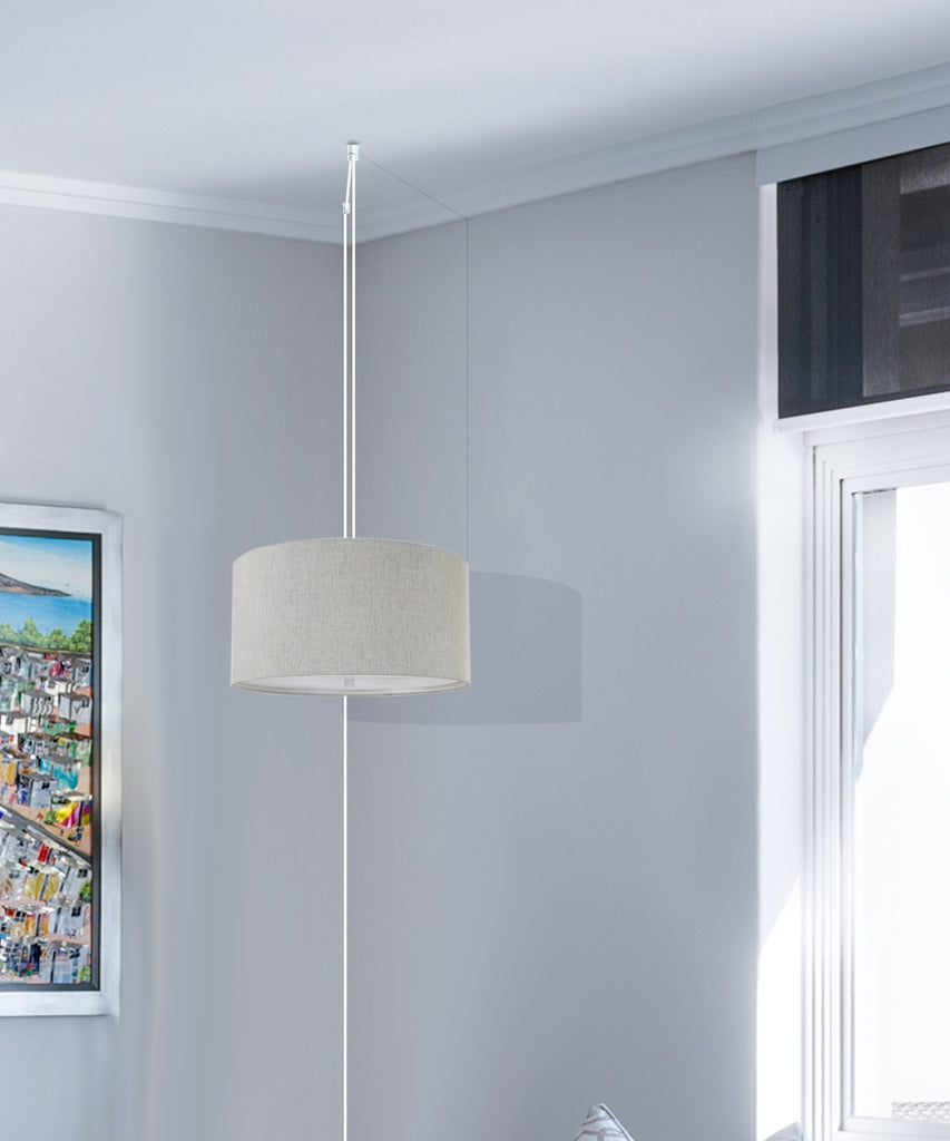 Textured Oatmeal 2 Light Swag Plug-In Pendant with Diffuser