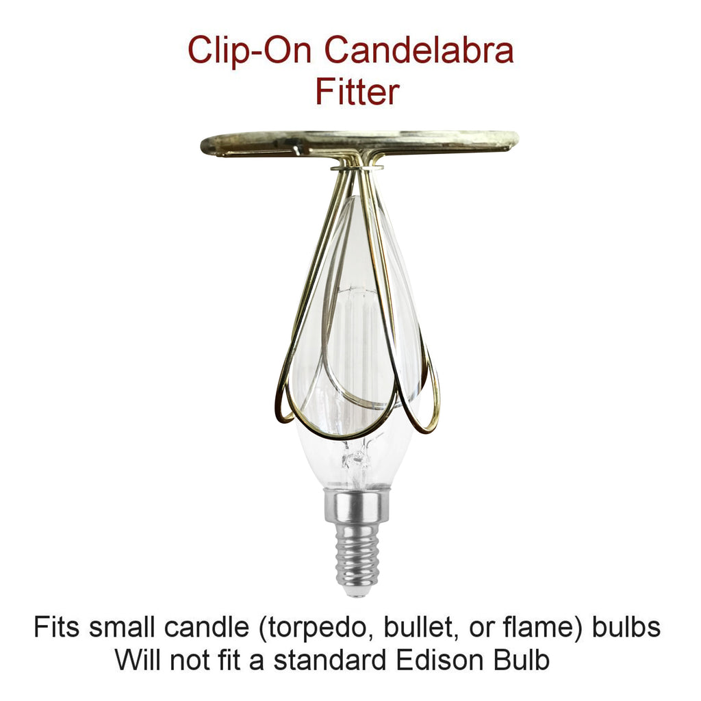 3x5x4 Candelabra Stretch with Gold Liner Amber Beads Clip-On Lampshade