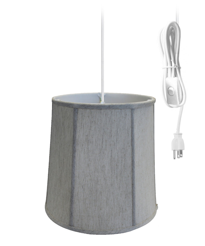 Textured Oatmeal Shantung 1 Light Swag Plug-In Pendant Hanging Lamp