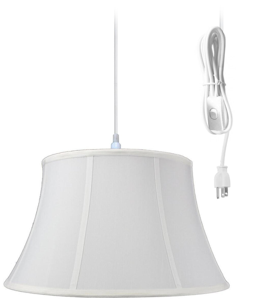 1-Light Plug In Swag Pendant Ceiling Light White Shade