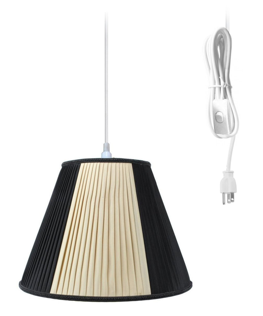 Hanging Swag Pendant Plug-In One Light Beige/Black Shade