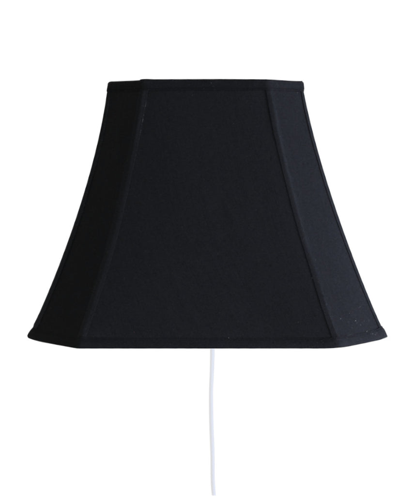 Floating Shade Plug-In Wall Light Black Fabric/Gold Liner 9x16x12