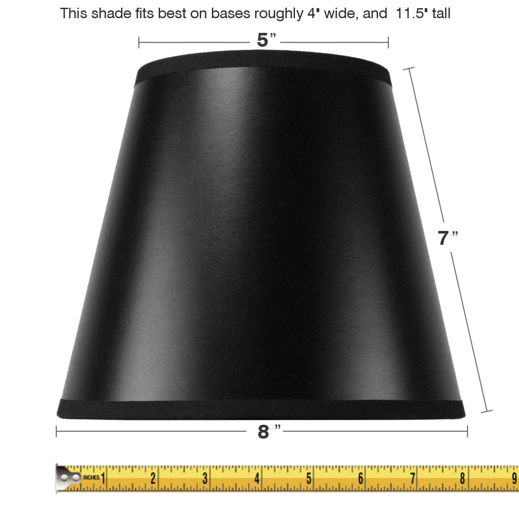 5x8x7 Black CLIP ON Empire Hard Back Lampshade with Gold Lining