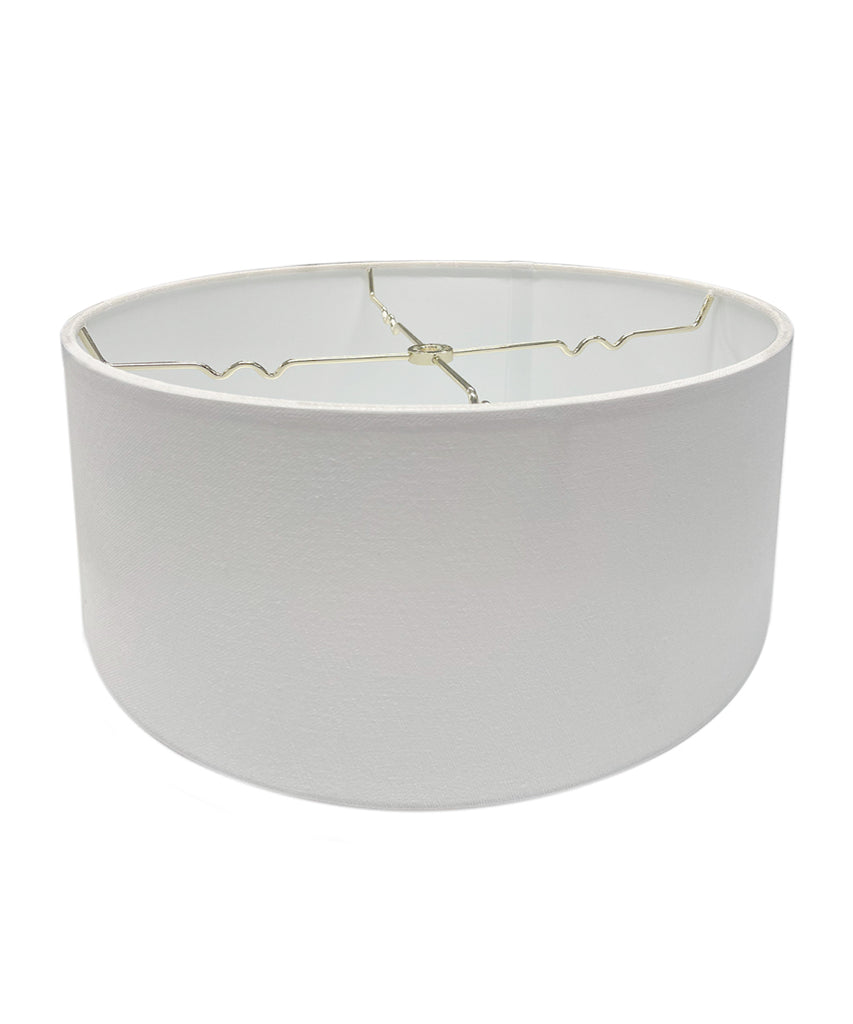 Hardback Shallow Drum Lampshade White Linen Fabric, 14x14x7