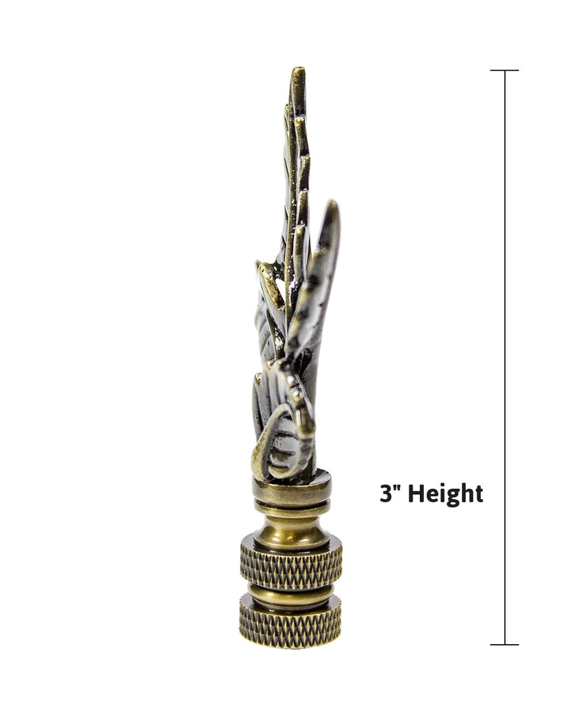 Leaves Lamp Finial Antique Brass Metal 3"h